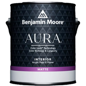 Paint can of Benjamin Moore Aura Interior Matte